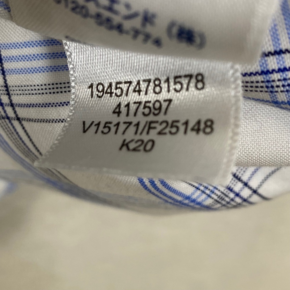 Lands' End Mens Blue Plaid Supima Cotton No Iron Dress Shirt 17.5-33 Traditional - Picture 5 of 12